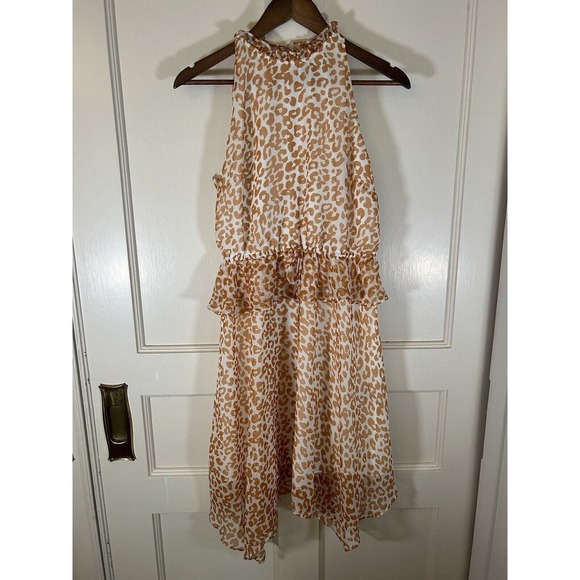 Sam Edelman Women's Animal Print Cheetah Halter Hankerchief Dress Size 6 - Picture 3 of 11